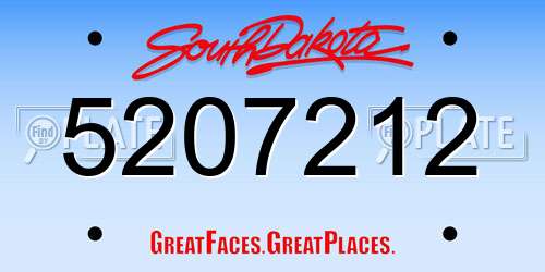 5207212 South Dakota License Plate