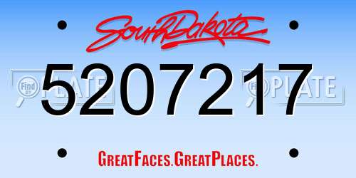 5207217 South Dakota License Plate