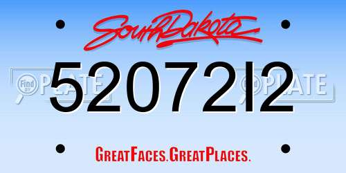 52072I2 South Dakota License Plate