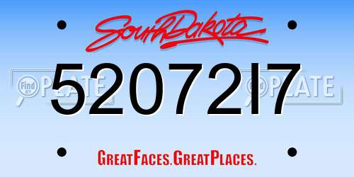 52072I7 South Dakota License Plate