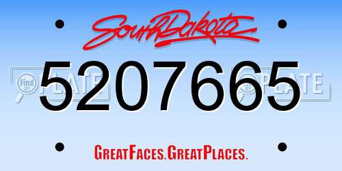 5207665 South Dakota License Plate
