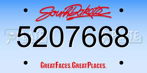 5207668 South Dakota License Plate