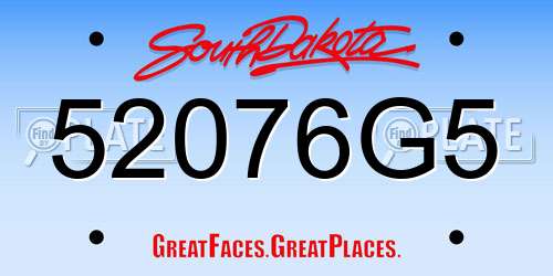 52076G5 South Dakota License Plate