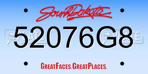 52076G8 South Dakota License Plate