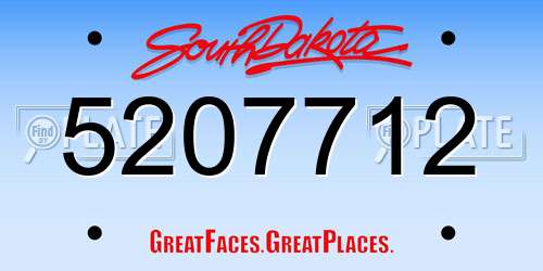 5207712 South Dakota License Plate