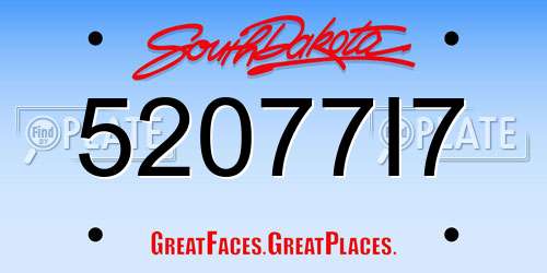 52077I7 South Dakota License Plate