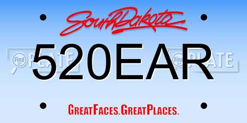 520EAR South Dakota License Plate
