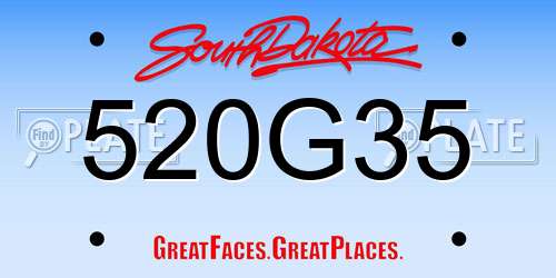 520G35 South Dakota License Plate