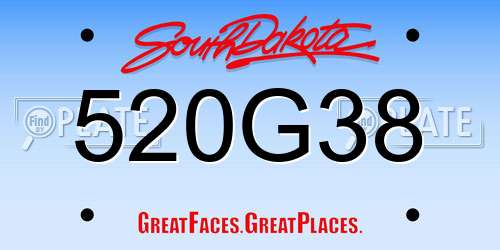520G38 South Dakota License Plate