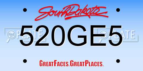 520GE5 South Dakota License Plate