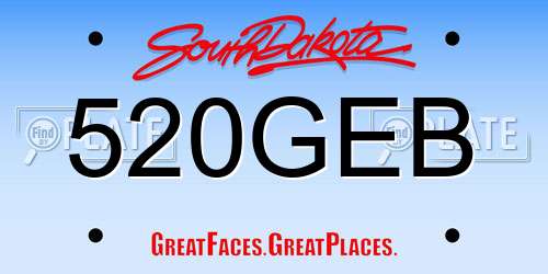520GEB South Dakota License Plate