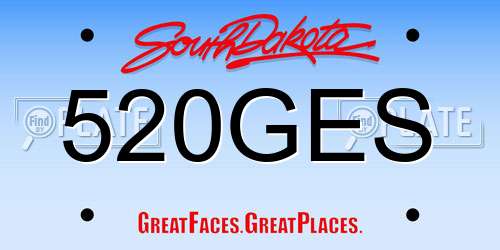520GES South Dakota License Plate