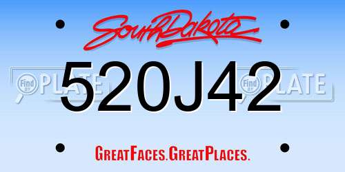 520J42 South Dakota License Plate