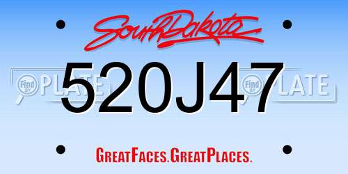 520J47 South Dakota License Plate