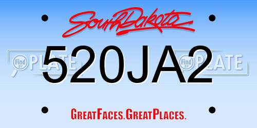 520JA2 South Dakota License Plate