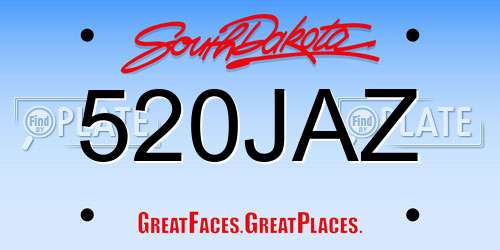 520JAZ South Dakota License Plate