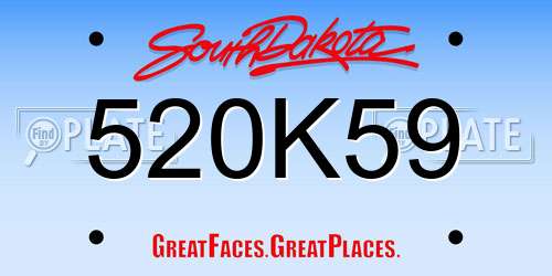 520K59 South Dakota License Plate