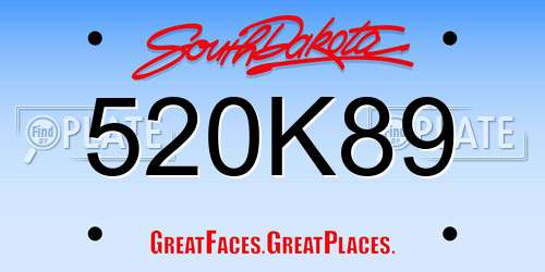 520K89 South Dakota License Plate