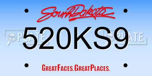 520KS9 South Dakota License Plate