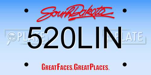 520LIN South Dakota License Plate