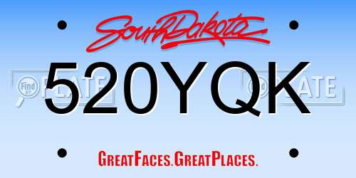 520YQK South Dakota License Plate