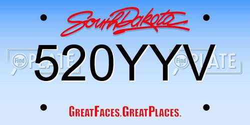 520YYV South Dakota License Plate