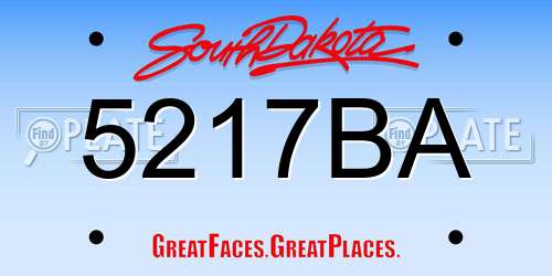 5217BA South Dakota License Plate