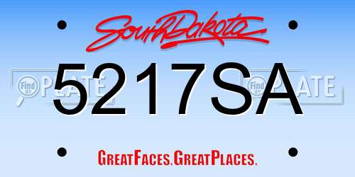 5217SA South Dakota License Plate
