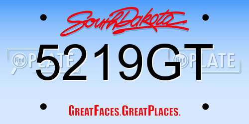 5219GT South Dakota License Plate