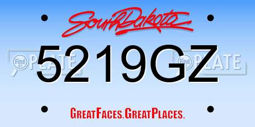 5219GZ South Dakota License Plate