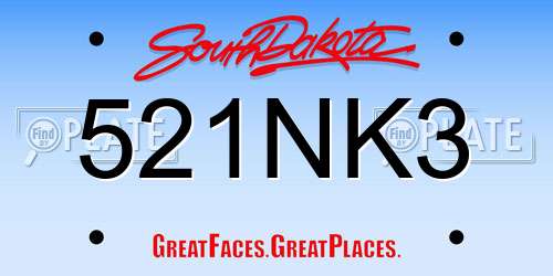 521NK3 South Dakota License Plate