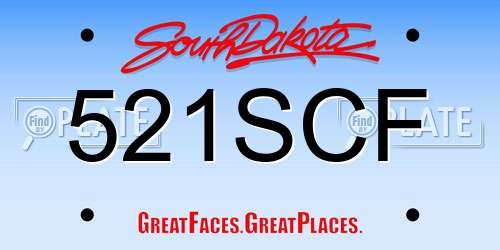 521SCF South Dakota License Plate