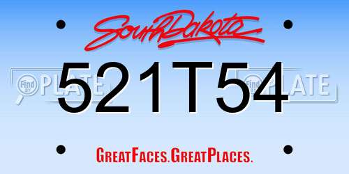 521T54 South Dakota License Plate