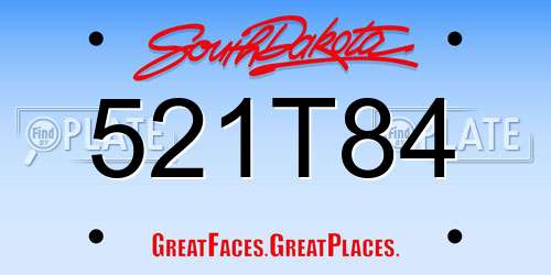 521T84 South Dakota License Plate