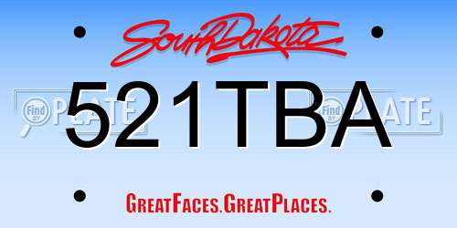 521TBA South Dakota License Plate