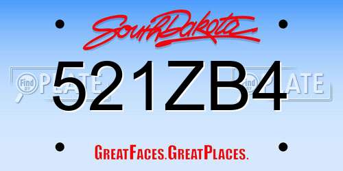 521ZB4 South Dakota License Plate