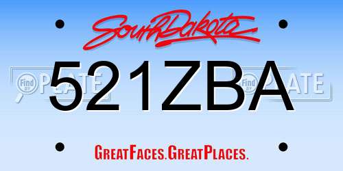 521ZBA South Dakota License Plate