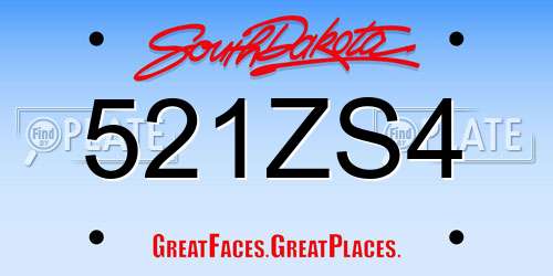 521ZS4 South Dakota License Plate