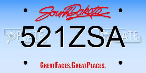 521ZSA South Dakota License Plate