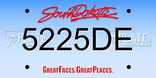 5225DE South Dakota License Plate