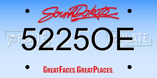5225OE South Dakota License Plate