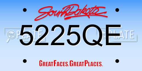 5225QE South Dakota License Plate