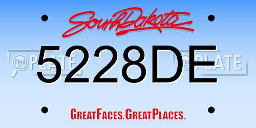 5228DE South Dakota License Plate