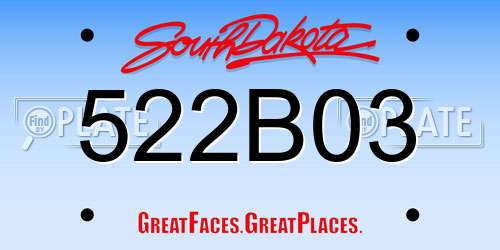 522B03 South Dakota License Plate