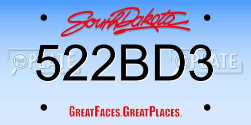 522BD3 South Dakota License Plate