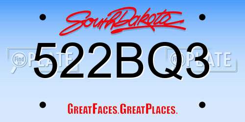 522BQ3 South Dakota License Plate