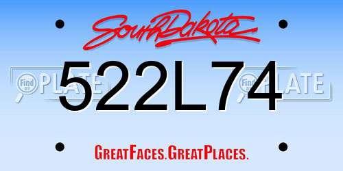 522L74 South Dakota License Plate