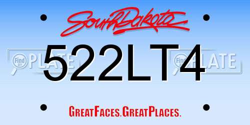 522LT4 South Dakota License Plate