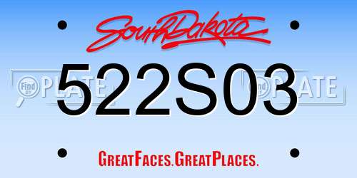 522S03 South Dakota License Plate