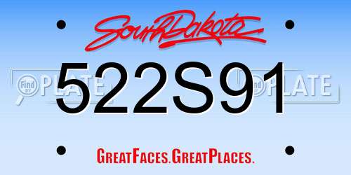 522S91 South Dakota License Plate